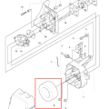Filtr powietrza do wykaszarki 241 RJ Husqvarna, okrągły, w kolorze białym, z centralnym otworem. Produkt przedstawiony w zbliżeniu, na jasnym tle, co podkreśla jego kształt i szczegóły konstrukcyjne.