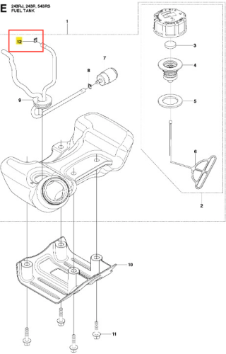 Zacisk wykaszarki 243 RJ Husqvarna w kolorze czarnym, wykonany z plastiku, o kształcie ergonomicznym. Ukazany z boku, z przodu i z widocznymi elementami mocującymi. Tło białe, co ułatwia dostrzeganie detali produktu.