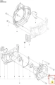 Śruba wykaszarki 236 RS Husqvarna, metalowa, srebrna, o cylindrycznym kształcie, z gwintem. Widok z boku, w detalu, pokazujący mocowanie. Produkt leży na białym tle, wyraźne oznaczenia i numery na ilustracji. Idealna do naprawy sprzętu ogrodowego.