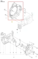 Czarna osłona wykaszarki Husqvarna 236 RS z tworzywa, owalna, na zdjęciu z boku w złożonej pozycji, z widocznymi elementami mocowania na jednolitym tle.