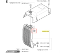 Nakrętka wykaszarki Husqvarna 265 RX w metalicznym kolorze, widok z przodu. Z teksturowaną powierzchnią i czytelnymi numerami seryjnymi na izolowanym tle.