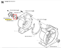 O-ring do wykaszarki 265 RX Husqvarna, mały, okrągły element w kolorze czarnym. Widoczny w przekroju, leżący na diagramie obok obudowy urządzenia. Dobrze zdefiniowany kształt. Produkt przeznaczony do uszczelniania.
