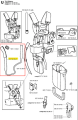 Łącznik wykaszarki Husqvarna 265 RX, ciemnoszary, prostokątny, zbliżenie na mocowanie, oznaczenie 537 04 96-01, nowy, do wykaszarek.
