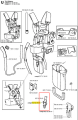 Hak ściągający do wykaszarki Husqvarna 265 RX, zaprezentowany z boku. Element metalowy w kolorze czarnym, z widocznym logo Husqvarna. Kształt ergonomiczny, z mocowaniem umożliwiającym stabilne przytwierdzenie do narzędzia.