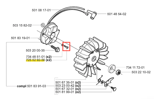 Śruba do wykaszarki Husqvarna 265 RX, metaliczna, z gwintem i główką sześciokątną, leżąca. Widoczne detale i faktura metalu, idealna do wykaszarek Husqvarna.