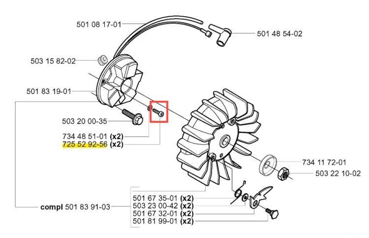 Śruba do wykaszarki Husqvarna 265 RX, metaliczna, z gwintem i główką sześciokątną, leżąca. Widoczne detale i faktura metalu, idealna do wykaszarek Husqvarna.