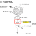 Pierścień wykaszarki 252 RX Husqvarna, metalowy, okrągły, z oznaczeniami 503 28 90-10 i 503 28 90-11, widoczny z góry na jasnym tle schematu.