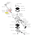 Tuleja wykaszarki 250 R Husqvarna z metalu, z geometrycznym kształtem i precyzyjnymi mocowaniami. Widoczny system siedmiu zbiorników na białym tle dla lepszej czytelności.