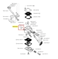 Łącznik wykaszarki Husqvarna 250 R, szary, metalowy, prostokątny, z detalami mocowania i oznaczeniem na korpusie, widoczny na schemacie części.
