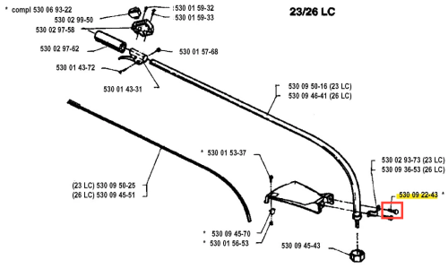 Śruba wykaszarki 26 R Husqvarna w kolorze srebrnym, o cylindrycznym kształcie. Produkt przedstawiony w zbliżeniu, na białym tle, z widocznymi numerami katalogowymi. Wysoka jakość wykonania, materiał metalowy zapewniający trwałość.