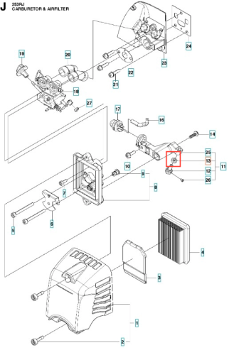 Nakrętka wykaszarki 253RJ Husqvarna metaliczna, leżąca na płaskiej powierzchni, z numerem części, gładka, bez dekoracji, do montażu w urządzeniach ogrodniczych.