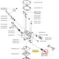 Śruba wykaszarki 252 RX Husqvarna, metalowa, o cylindrycznym kształcie, widoczna z boku, z wyraźnymi napisami. Element montażowy, mała średnica, zastosowanie w urządzeniach ogrodowych. Tło jednolite, umożliwiające łatwą identyfikację.