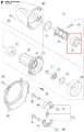 Metalowy, cylindryczny amortyzator wykaszarki 253RJ Husqvarna, szary, z oznaczeniami i otworami montażowymi, widoczny z boku na jednolitym tle.