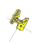 Ustalacz dmuchawy 150BT Husqvarna w kolorze żółtym, wykonany z tworzywa sztucznego. Produkt widoczny w widoku z boku, w pozycji leżącej. Na elemencie widoczne są mocowania. Tło proste, co wyraźnie eksponuje szczegóły produktu.