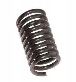 Sprężyna dmuchawy 130BT Husqvarna w formie spiralnej, wykonana z metalu o ciemnoszarym kolorze. Widoczny kształt cylindryczny z wyraźnymi zwojami. Produkt leżący na jednolitym tle, ukazujący detale struktury sprężyny.