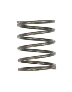 Sprężyna dmuchawy Husqvarna 170BT w kolorze metalicznym, o spiralnym kształcie i wyraźnie widocznych zwojach. Produkt stojący, uchwycony frontalnie na jednolitym tle. Widoczne detale konstrukcyjne. Idealna do naprawy urządzenia ogrodowego.