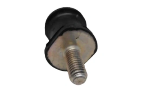 Amortyzator dmuchawy 125 BT Husqvarna, widok z bliska, ukazujący gumową osłonę czarną oraz metalową śrubę z gwintem. Produkt leży na płaskiej powierzchni, bez tła. Element ma okrągły kształt z charakterystycznym wykończeniem.