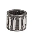 Gaźnik obrotowy dmuchawy 150BF Husqvarna, cylindryczny element, z metalowymi wkładkami, w odcieniu ciemnoszarym. Ujęcie frontalne, pokazujące szczegóły konstrukcji i szczeliny. Produkt nowy, w otoczeniu neutralnym, bez dodatkowych akcesoriów.