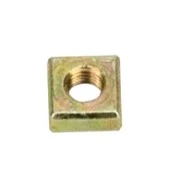 Nakrętka dmuchawy 170BT Husqvarna w kształcie kwadratu, wykonana z metalu o złotej powłoce. Widoczny gwint wewnętrzny. Produkt leżący na jasnym tle, w ujęciu frontalnym, ukazującym jego równą powierzchnię i krawędzie.