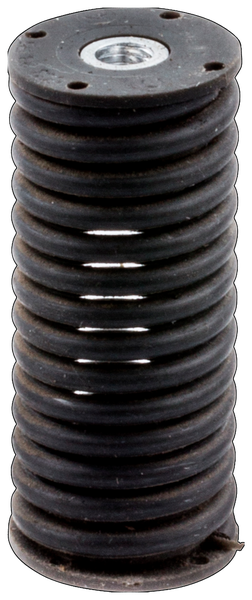 Amortyzator dmuchawy 356BTx Husqvarna, czarny, cylindryczny kształt z widocznymi spiralnymi żłobieniami. Ujęcie z bliska, stojący, podkreśla detale struktury. Górna część z otworem montażowym, bez dodatkowych oznaczeń. W tle białe.