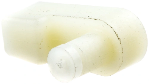 Zapadka rozrusznika dmuchawy 380BFS Husqvarna w kolorze przezroczystym, wykonana z tworzywa sztucznego. Produkt widoczny z boku, w pozycji leżącej. Zawiera charakterystyczny element w formie cylindrycznego mocowania. Tło proste, białe.