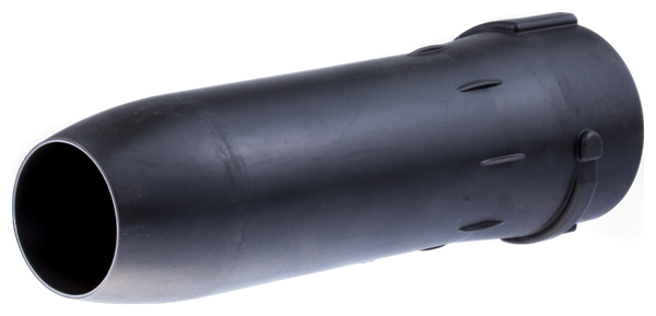 Rura dmuchawy 570BFS Husqvarna w kolorze czarnym, o gładkiej powierzchni i cylindrycznym kształcie. Ujęcie z boku, ukazujące końcówkę rury. Widoczne wyraźne mocowania do urządzenia. Produkt leży na jednolitym tle.