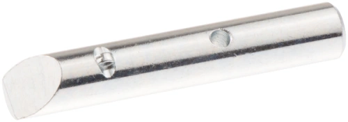 Metalowy długopis Rider R 111B Husqvarna w kolorze srebrnym. Stojący, z zaokrąglonym końcem i widocznymi otworami. Otwór w środku oraz wkręt z boku. Idealny do precyzyjnego pisania lub szkicowania, minimalistyczny design.