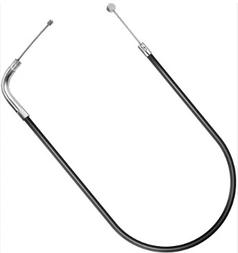 Czarny przewód dmuchawy 560BFS Husqvarna, elastyczny z metalowymi końcówkami, ułożony w kształt litery U, z małym okrągłym elementem na końcu, nowy na jednolitym tle.