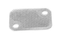 Siatka przeciwiskrowa do dmuchawy Husqvarna 525BX, metalowa, prostokątna, z siatką o drobnych oczkach. Widoczne dwa otwory do mocowania. Ujęcie frontalne na białym tle, produkt leżący płasko, z wyraźnymi detalami i strukturą materiału.