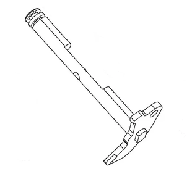 Zespół wału dmuchawy 356BTx Husqvarna w kolorze metalicznym. Element w kształcie prostokątnego pręta z bocznym mocowaniem. Ujęcie boczne, pokazujące otwór montażowy oraz detale konstrukcyjne. Produkt nowy, na jednolitym tle.