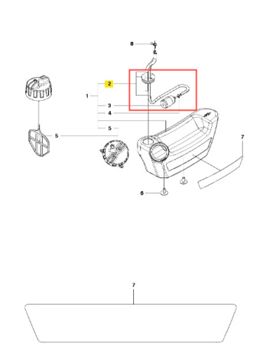 Przewód kompletny dmuchawy 130BT Husqvarna w kształcie prostokątnym, przedstawiony w kolorze czarnym z widocznymi obręczami mocującymi. Ujęcie pokazuje go z boku, umieszczony na jasnym tle, eksponując detale mocowania i kształt wlotu powietrza.