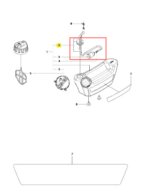 Przewód kompletny dmuchawy 130BT Husqvarna w kształcie prostokątnym, przedstawiony w kolorze czarnym z widocznymi obręczami mocującymi. Ujęcie pokazuje go z boku, umieszczony na jasnym tle, eksponując detale mocowania i kształt wlotu powietrza.