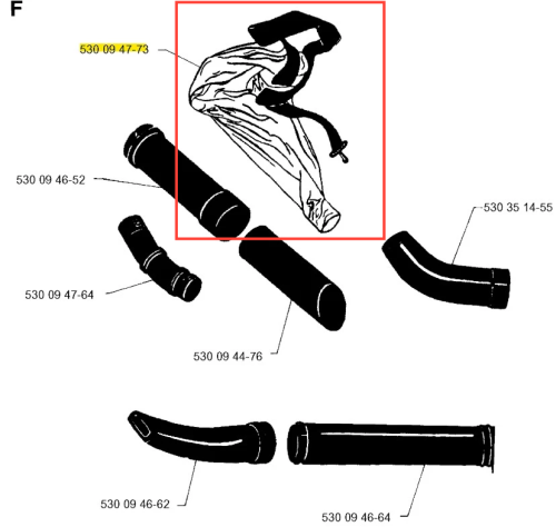 Worek dmuchawy 132BT Husqvarna, w kolorze szarym, z elastycznym uchwytem i wzmacnianymi krawędziami. Pokazany z przodu, w pozycji leżącej. Widoczne elementy mocujące. Tło proste, białe.