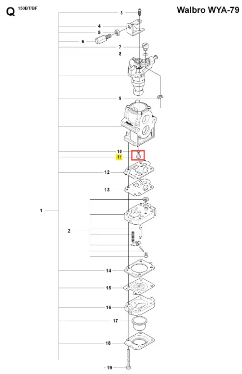 Dysza dmuchawy 150BF Husqvarna z tworzywa, cylindryczna ze standardowym otworem. Zdjęcie z boku pokazuje mocowanie i ergonomiczne wykończenie na jednolitym tle, bez napisów i logo.