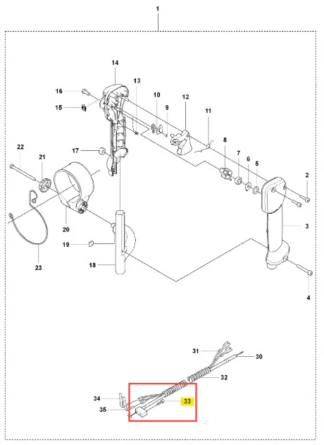Śruba dmuchawy 150BT Husqvarna z metalowym, teksturowanym korpusem, w kolorze srebrnym. W zestawie widać drobne detale montażowe. Element leży na białym tle, w pozycji poziomej, z wyraźnym widokiem na gwint oraz końcówkę mocującą.