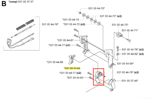 Wspornik dmuchawy 165BT Husqvarna, czarny metalowy element z mocowaniami i miejscem na wtyczkę, widok frontalny na jednolitym tle.