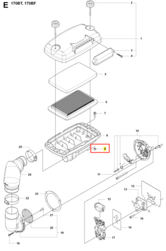 Nakrętka dmuchawy 170BT Husqvarna w kolorze srebrnym, wykonana z metalu. Ujęcie prezentuje ją z boku, pokazując gwint oraz charakterystyczny kształt. Produkt umieszczony na prostym tle, z wyraźnymi detalami, gotowa do montażu.
