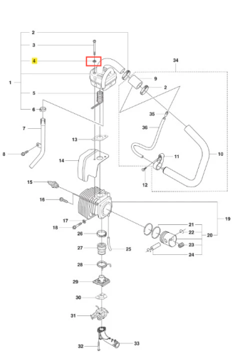 Metalowa podkładka dmuchawy Husqvarna 356BTx, okrągła z centralnym otworem montażowym, oznaczona numerami i wyposażona w elementy ułatwiające identyfikację.