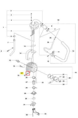 Podkładka dmuchawy 356BTx Husqvarna, w kolorze czarnym, z prostokątnym kształtem i gładką powierzchnią. Widać widoczne otwory montażowe oraz oznaczenia. Produkt prezentowany z boku, ukazujący detale mocowania.