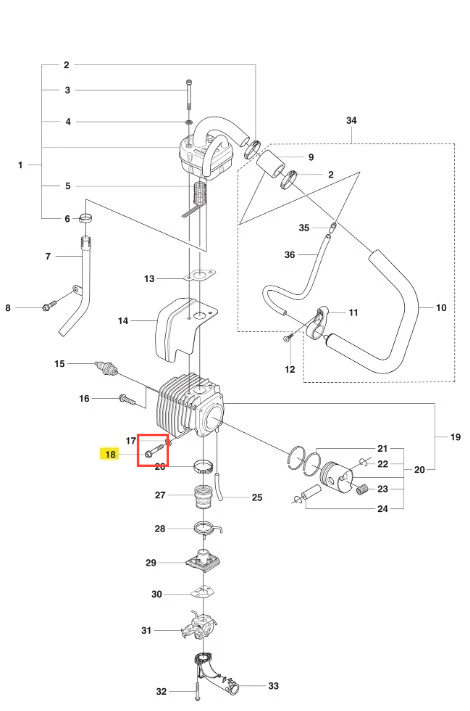 Śruba dmuchawy 356BTx Husqvarna, metalowa, o stożkowym kształcie, widoczna z boku. Element montażowy z wyraźnymi gwintami do mocowania, na białym tle. Umożliwia łączenie części w urządzeniach ogrodowych Husqvarna.