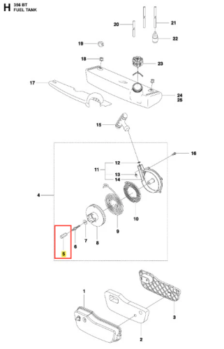 Element odległościowy dmuchawy Husqvarna 356BTx, metalowy, cylindryczny z gwintem. Ułożony poziomo, gładki, bez znaków, do montażu w dmuchawie.