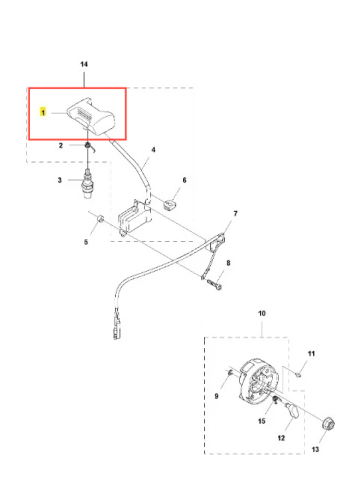 Fajka świecy dmuchawy 360BT Husqvarna w kolorze czarnym, z wyprofilowaną obudową i widocznym numerem części. Element z montażem do zasilania, umieszczony na białym tle, widok z przodu. Zawiera przyłącze i kratkę wentylacyjną.