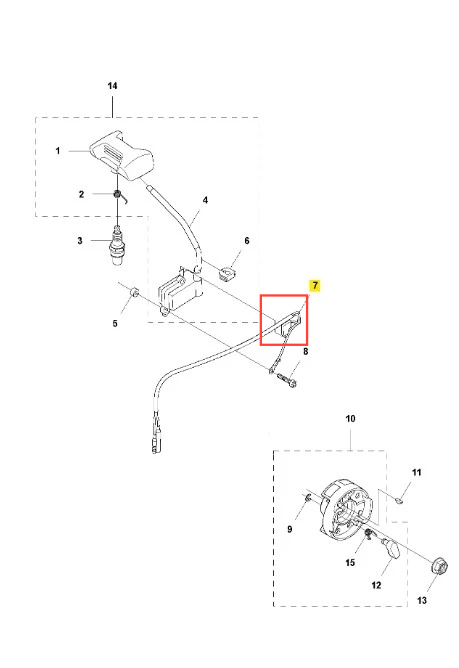 Linka dmuchawy 360BT Husqvarna, widoczna z boku, z charakterystycznym zagięciem. Wykonana z elastycznego, metalicznego materiału. Zakończona mocowaniem, które ułatwia instalację. Tło jest proste, co podkreśla detal produktu.