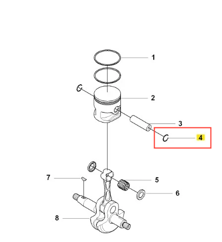 Pierścień sprężynujący dmuchawy 380BFS Husqvarna, okrągły, metalowy element z gładką, szarą powierzchnią, widoczny z boku, z oznaczeniem montażowym i żółtym numerem katalogowym.