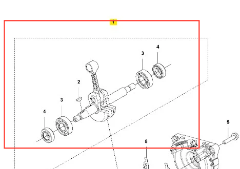 Zestaw dmuchawy 525BX Husqvarna pokazuje przedni widok wirnika z metalową konstrukcją, rączką, wałem napędowym, numerowanymi częściami, detalami mechanicznymi i otworami montażowymi na prostym tle.