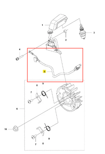 Linka dmuchawy Husqvarna 525BX, czarna, elastyczna, z wytrzymałego materiału, z widocznymi złączkami, złożona, bez napisów i logo, widoczna z boku jako część zamienna.