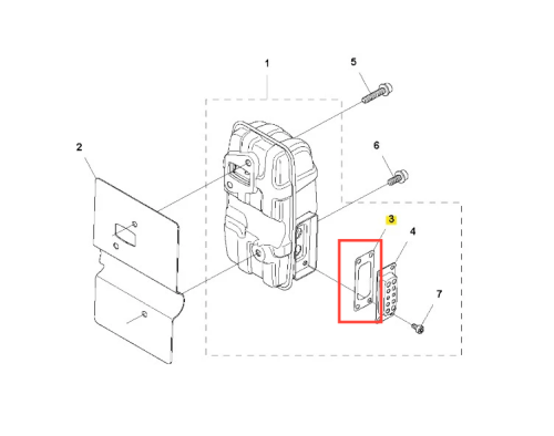 Siatka przeciwiskrowa do dmuchawy Husqvarna 560BFS, metalowa, prostokątna, w kolorze szarym. Widoczna z boku, z otworami do montażu. Zestaw zawiera mocowania. Produkt przedstawiony na białym tle bez dodatkowych elementów.