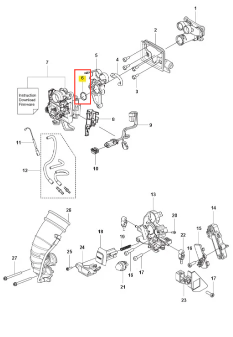 Tuleja podporowa dmuchawy 590BFS Husqvarna w kolorze czarnym, z tworzywa sztucznego. Widoczna z boku, z wyraźnym otworem na śrubę. Element montażowy, odznaczający się prostym, cylindrycznym kształtem, mała średnica. Tło jednolite, białe.