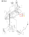 Trzonek ridera R 111B Husqvarna, metalowy element w prostokątnym kształcie, widoczny z boku, z oznaczeniem numeru 7. Pasuje do części ramy pojazdu, bez dodatkowych zdobień czy kolorów. W tle części pojazdu przedstawiona jest konstrukcja ramy.