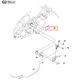 Śruba ridera R 111B Husqvarna o cylindrycznym kształcie, metalowa, wybarwiona na stalowo-szaro z wyraźnymi oznaczeniami numeru. Widok w perspektywie frontalnej, prezentujący szczegóły mocowań w kontekście schematu montażowego.